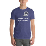 🔥 SALE 🔥 Cheekiemunkie -Thank Fuck it's Friday. Logo on front Short-Sleeve T-Shirt